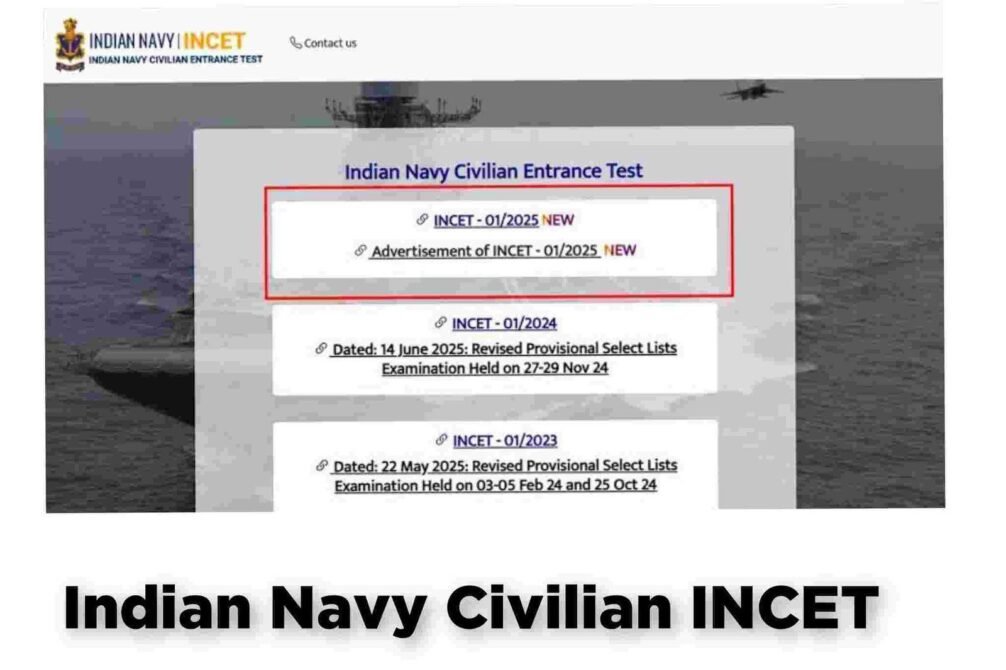 Indian Navy Civilian INCET Online Form 2025