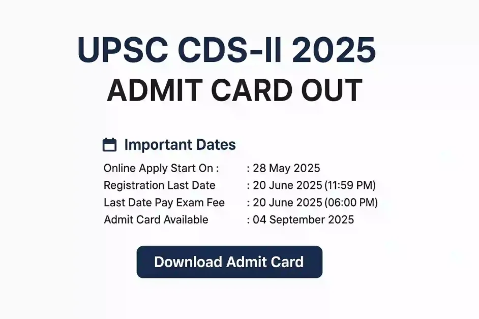 UPSC CDS 2 Exam 2025 – Admit Card Available